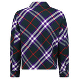 Burberry Claydon Check Wool Jacket in Dark Green and Purple Check
