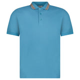 Burberry ‘Hartford’ Striped Check Short Sleeve Polo in Turquoise