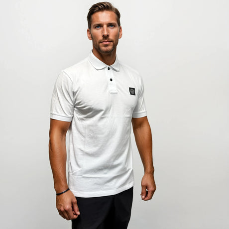 Stone Island Compass Badge Polo T-Shirt Slim Fit White