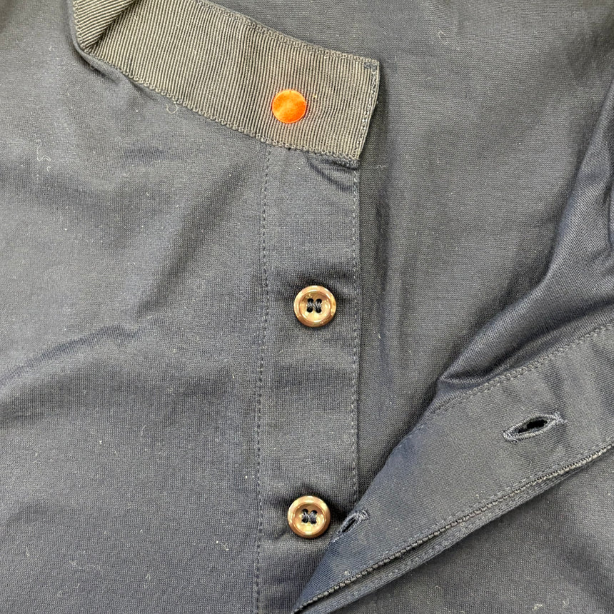 Emporio Armani Eagle Logo Mercerised Button Up T-Shirt Navy (Defect)