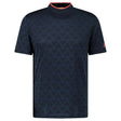 Adidas Jacquard Mock Golf Polo Shirt in Black and Collegiate Navy - Boinclo - Outlet Sale Under Retail