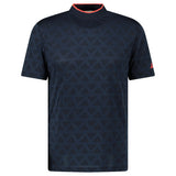 Adidas Jacquard Mock Golf Polo Shirt in Black and Collegiate Navy - Boinclo - Outlet Sale Under Retail