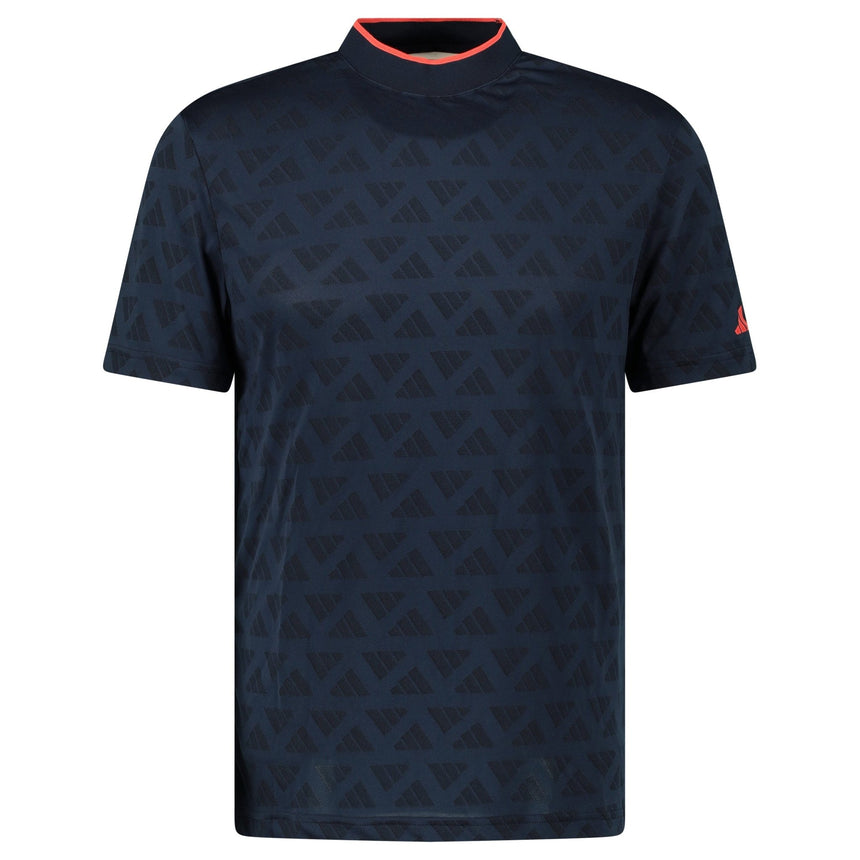 Adidas Jacquard Mock Golf Polo Shirt in Black and Collegiate Navy - Boinclo - Outlet Sale Under Retail