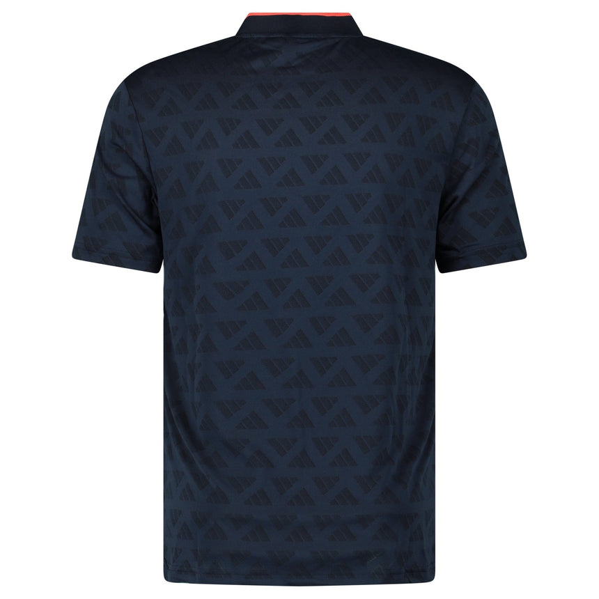 Adidas Jacquard Mock Golf Polo Shirt in Black and Collegiate Navy - Boinclo - Outlet Sale Under Retail
