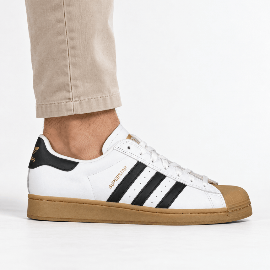 Adidas Superstar ADV Skate Shoes in White/Core Black/Gum - Boinclo - Outlet Sale Under Retail