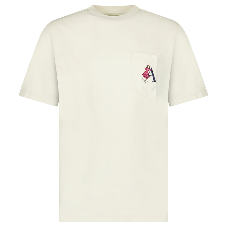 Aimé Leon Dore Embroidered ‘A’ Pocket T-Shirt in Silver Birch Grey - Boinclo - Outlet Sale Under Retail