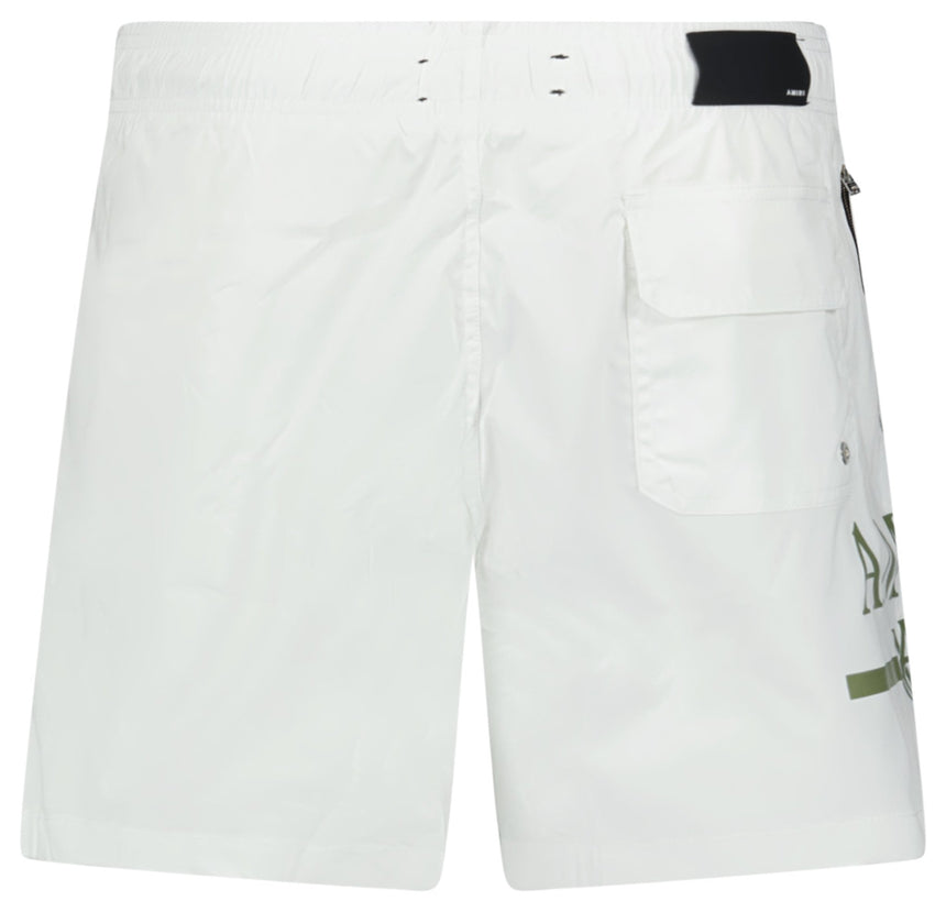 Amiri Ma Bar Green Logo Drawstring Swim Shorts White - Boinclo - Outlet Sale Under Retail