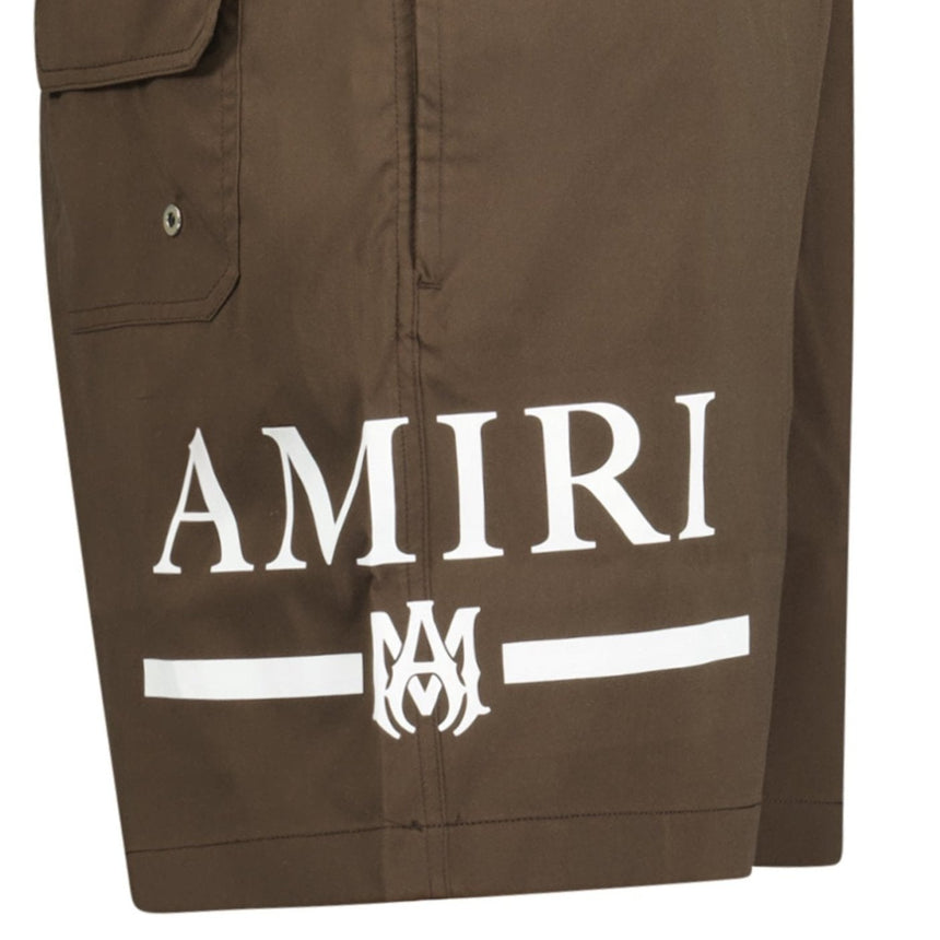 Amiri Ma Bar White Logo Drawstring Swim Shorts Brown - Boinclo - Outlet Sale Under Retail