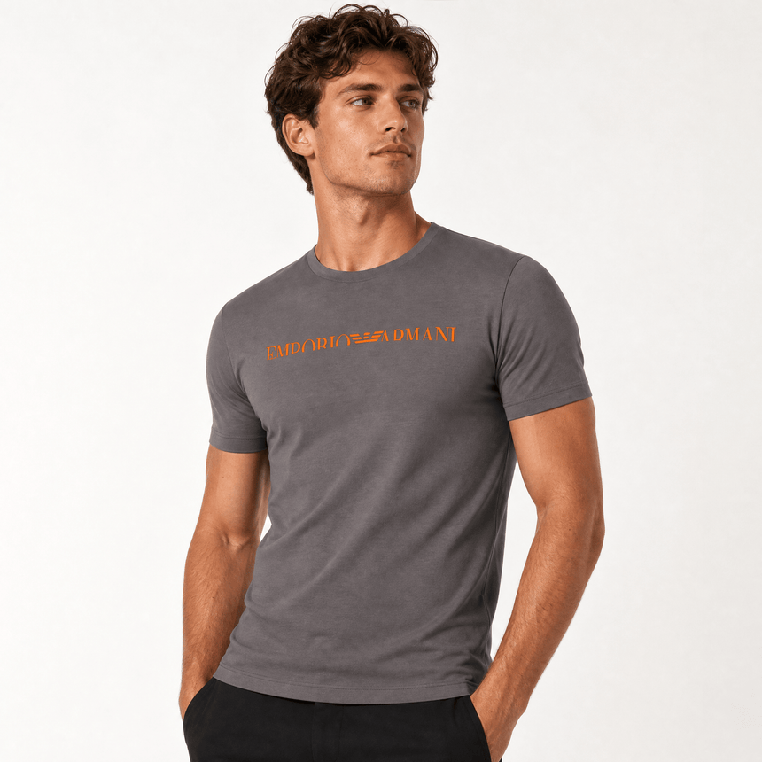 Armani Logo Print T-Shirt in Grey - Boinclo - Outlet Sale Under Retail