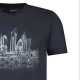 Armani London Skyline Graphic T-Shirt in Graphite Blue - Boinclo - Outlet Sale Under Retail