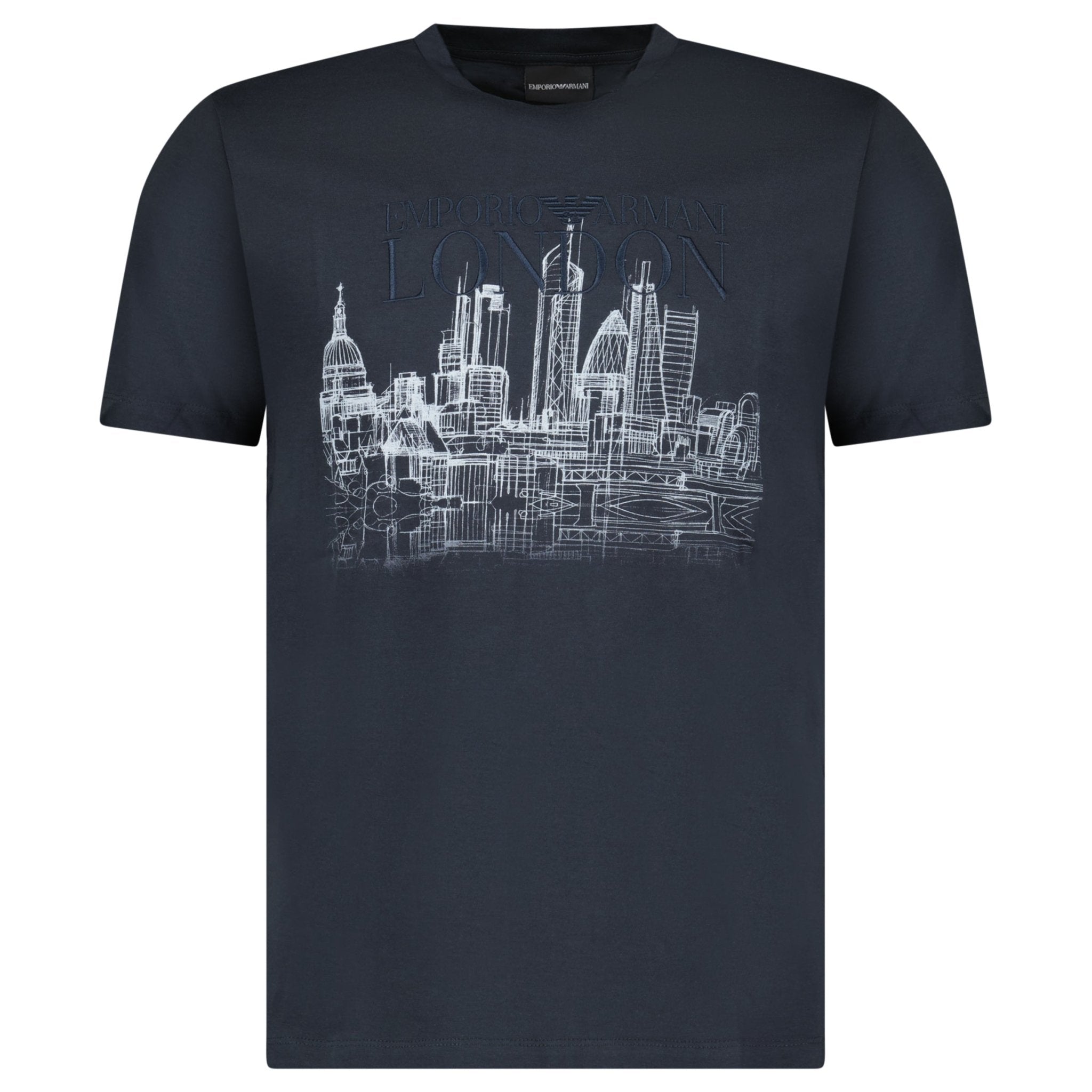 Color variation of Armani London Skyline Graphic T-Shirt in Graphite Blue