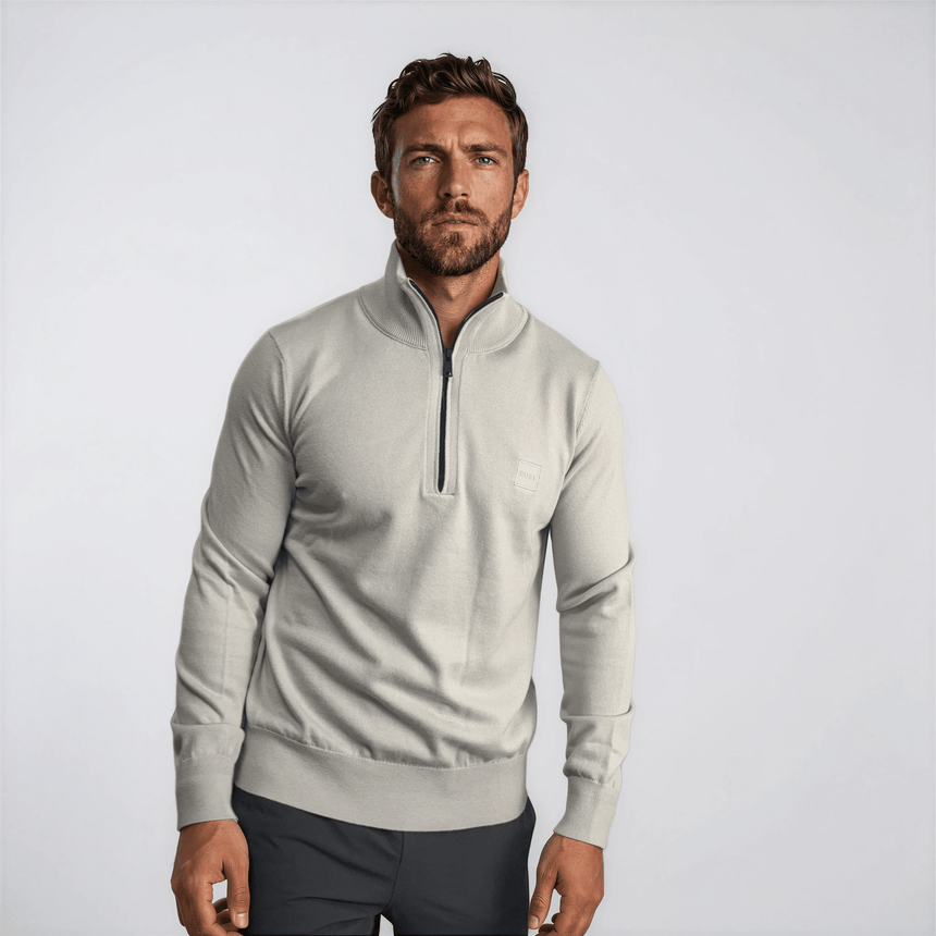 Boss Kanobix Cotton/Cashmere Half Zip Jumper Grey - Boinclo - Outlet Sale Under Retail