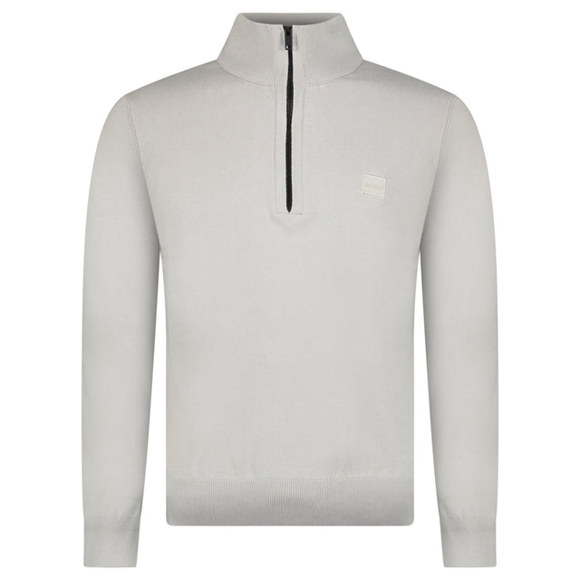 Boss Kanobix Cotton/Cashmere Half Zip Jumper Grey - Boinclo - Outlet Sale Under Retail