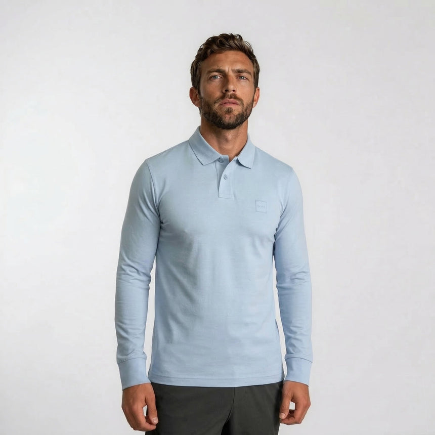 Boss Passerby Long Sleeve Polo Shirt in Open Blue - Boinclo - Outlet Sale Under Retail