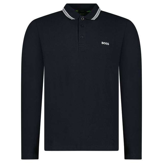 Boss Plisy Long Sleeve Polo Shirt in Dark Blue - Boinclo - Outlet Sale Under Retail