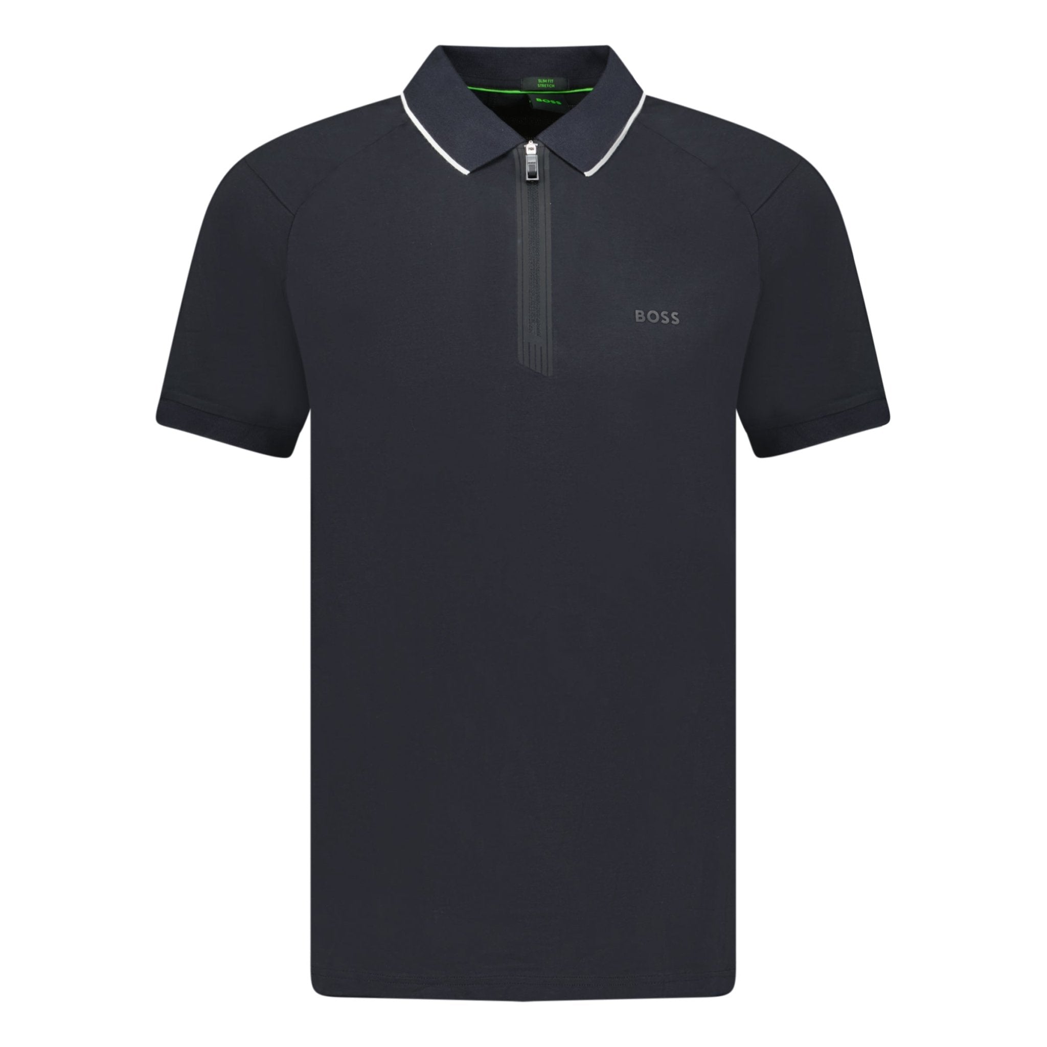 Hugo Boss Stretch Slim Fit Polo Shirt Zip Placket Navy Outlet Sale Always Under Retail Boinclo