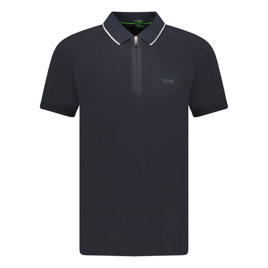 BOSS Stretch Slim - Fit Polo Shirt Zip Placket black - Boinclo ltd - Outlet Sale Under Retail