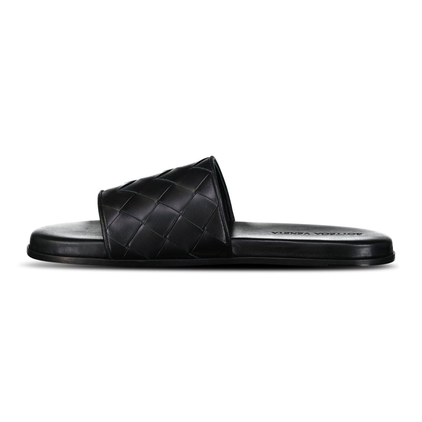 Bottega Veneta Leather Slides in Black - Boinclo - Outlet Sale Under Retail