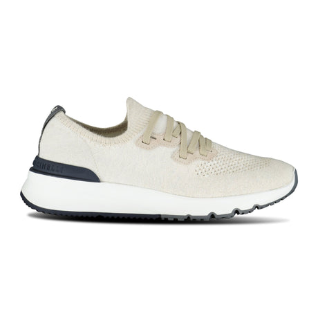 BRUNELLO CUCINELLI KNITTED LACE UP TRAINERS BEIGE - Boinclo ltd - Outlet Sale Under Retail