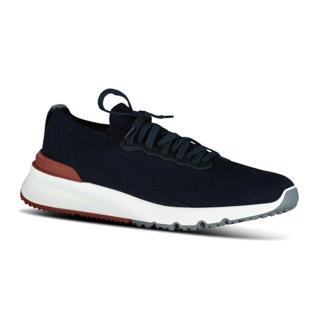 BRUNELLO CUCINELLI KNITTED LACE UP TRAINERS NAVY - Boinclo ltd - Outlet Sale Under Retail