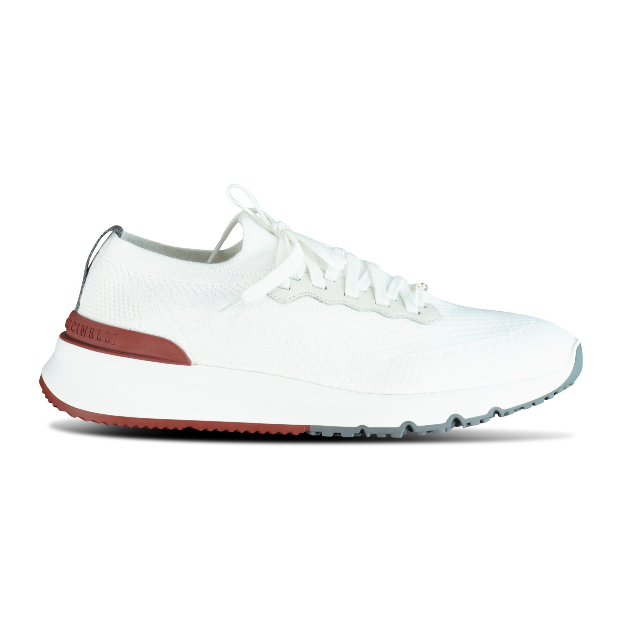 BRUNELLO CUCINELLI KNITTED LACE UP TRAINERS WHITE