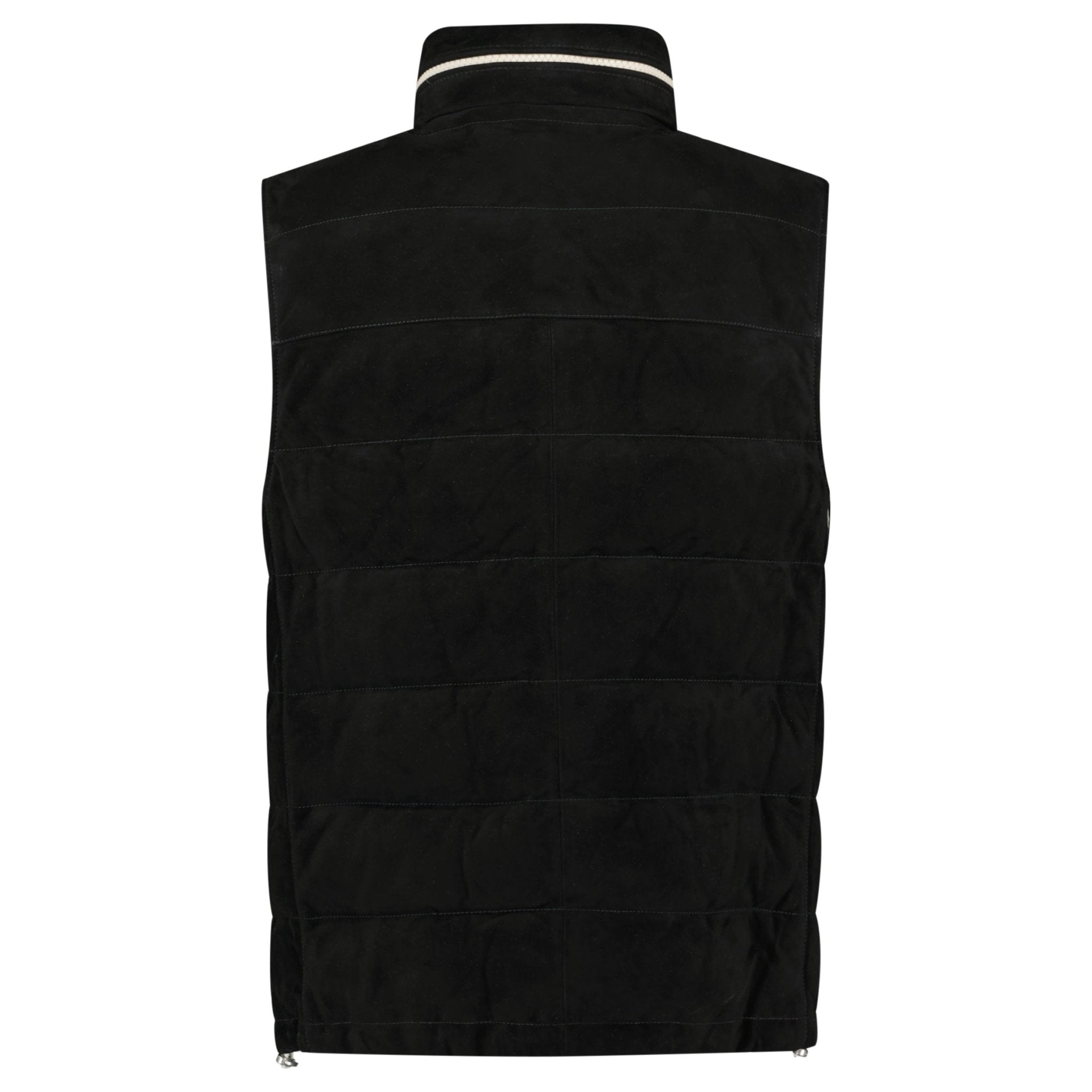 Brunello Cucinelli Quilted Zip-Up Suede & Down Gilet Black