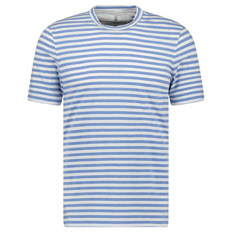 Brunello Cucinelli Stripe Crew Neck Slim Fit T-Shirt White & Blue - Boinclo - Outlet Sale Under Retail