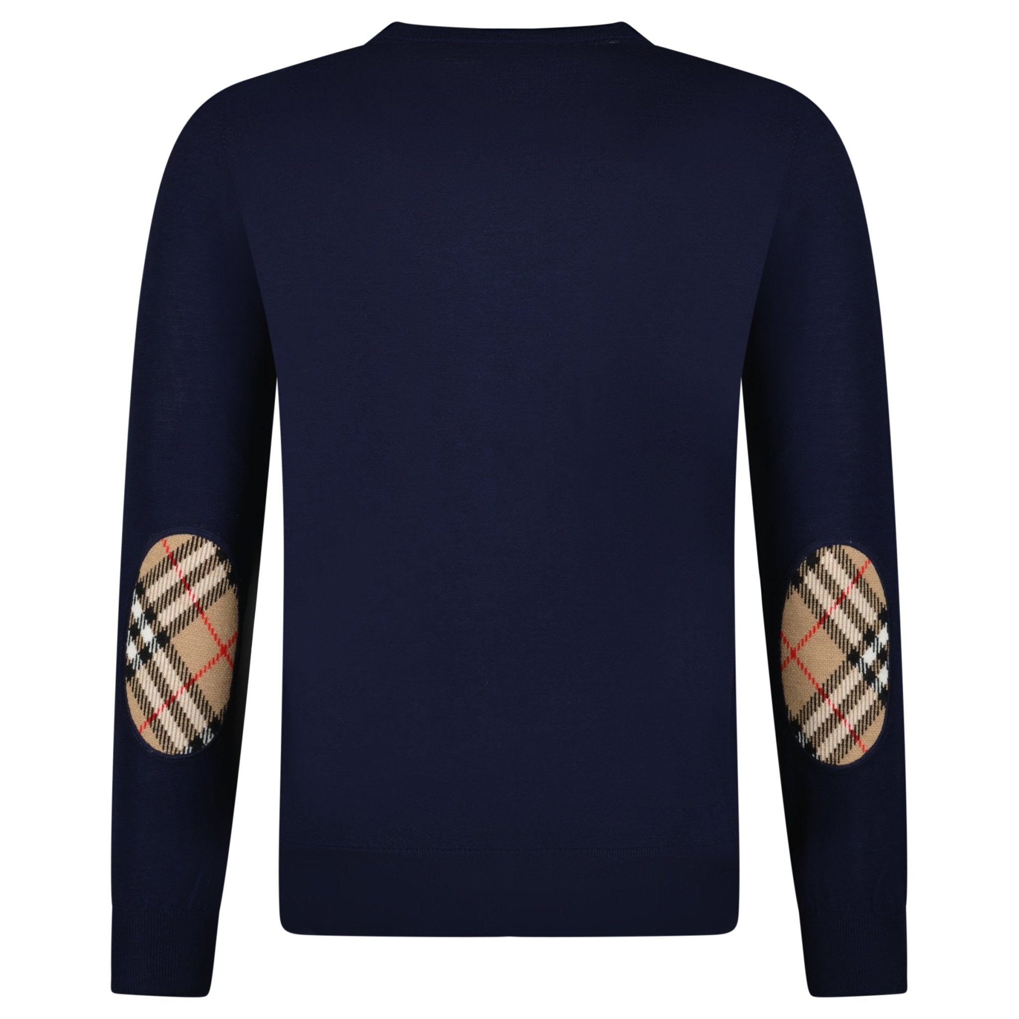 Color variation of 'Bempton' Embroidery Check Elbow Wool Jumper Navy