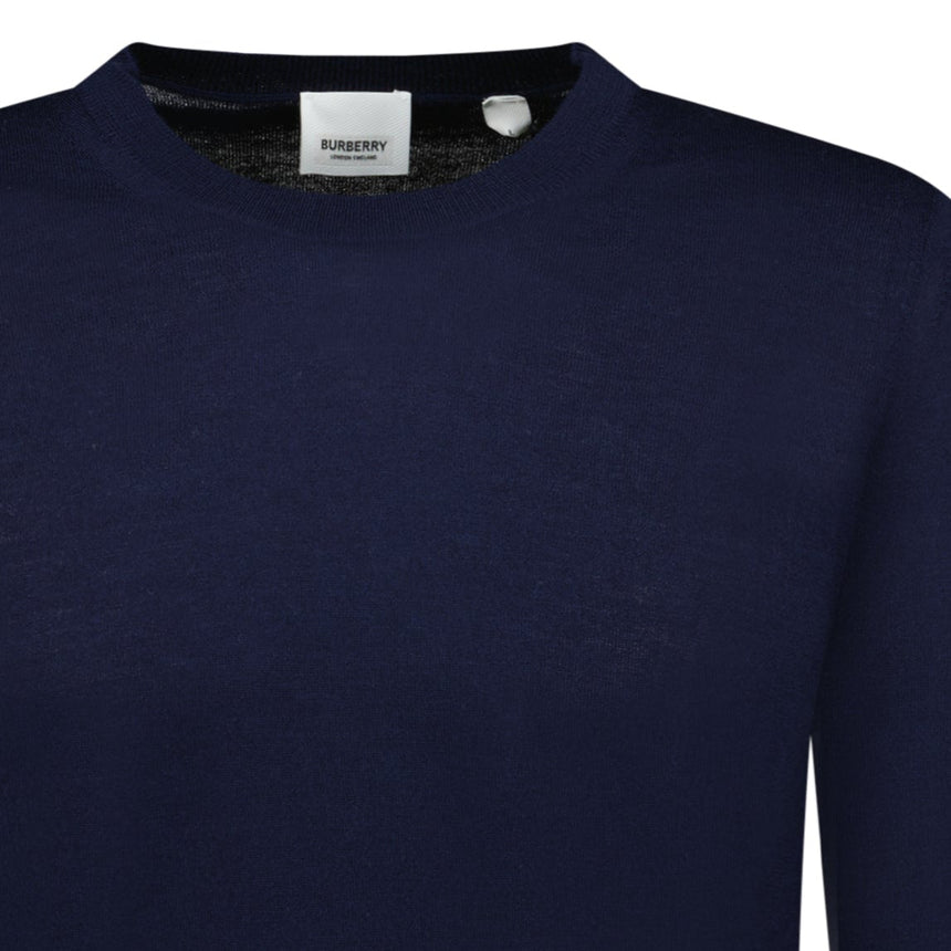 Burberry 'Bempton' Embroidery Check Elbow Wool Jumper Navy - Boinclo - Outlet Sale Under Retail