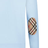 Burberry 'Bempton' Embroidery Check Elbow Wool Jumper Pale Blue - Boinclo - Outlet Sale Under Retail