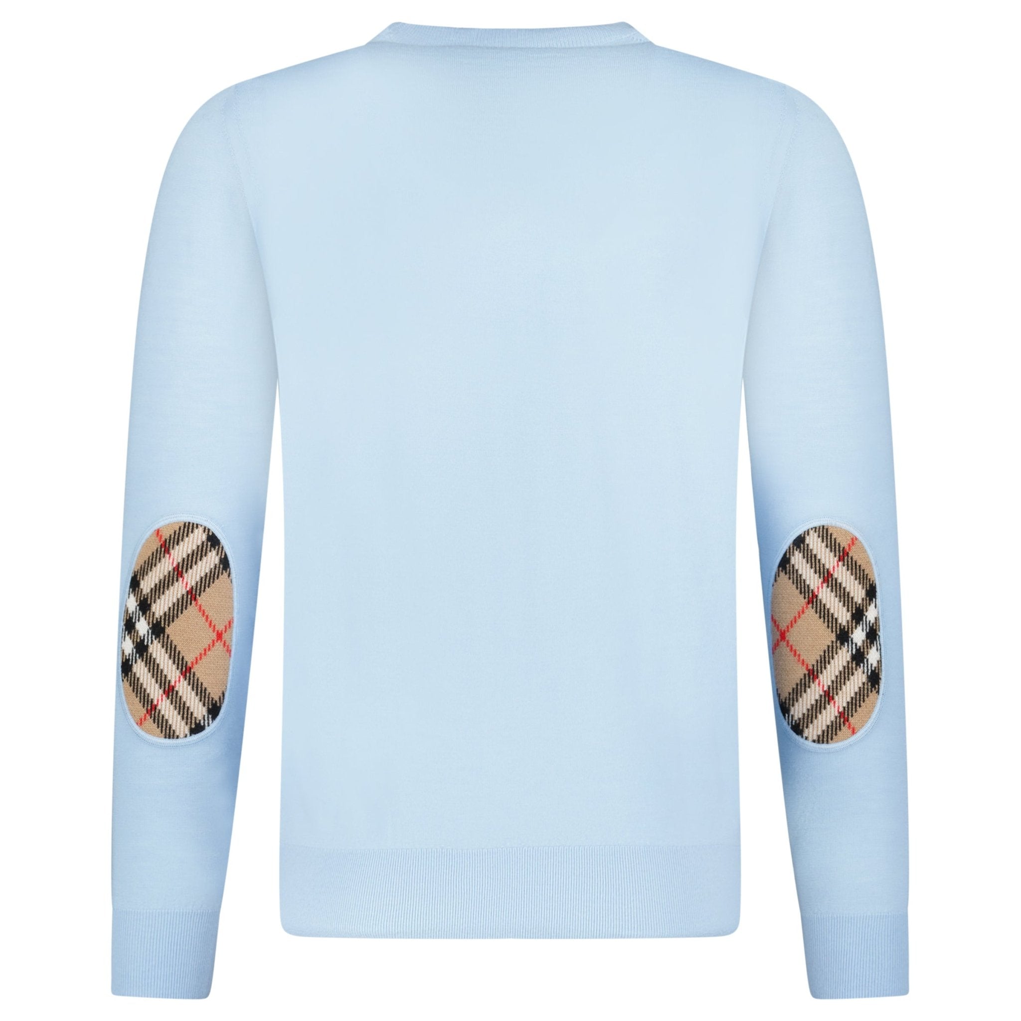 Color variation of 'Bempton' Embroidery Check Elbow Wool Jumper Pale Blue