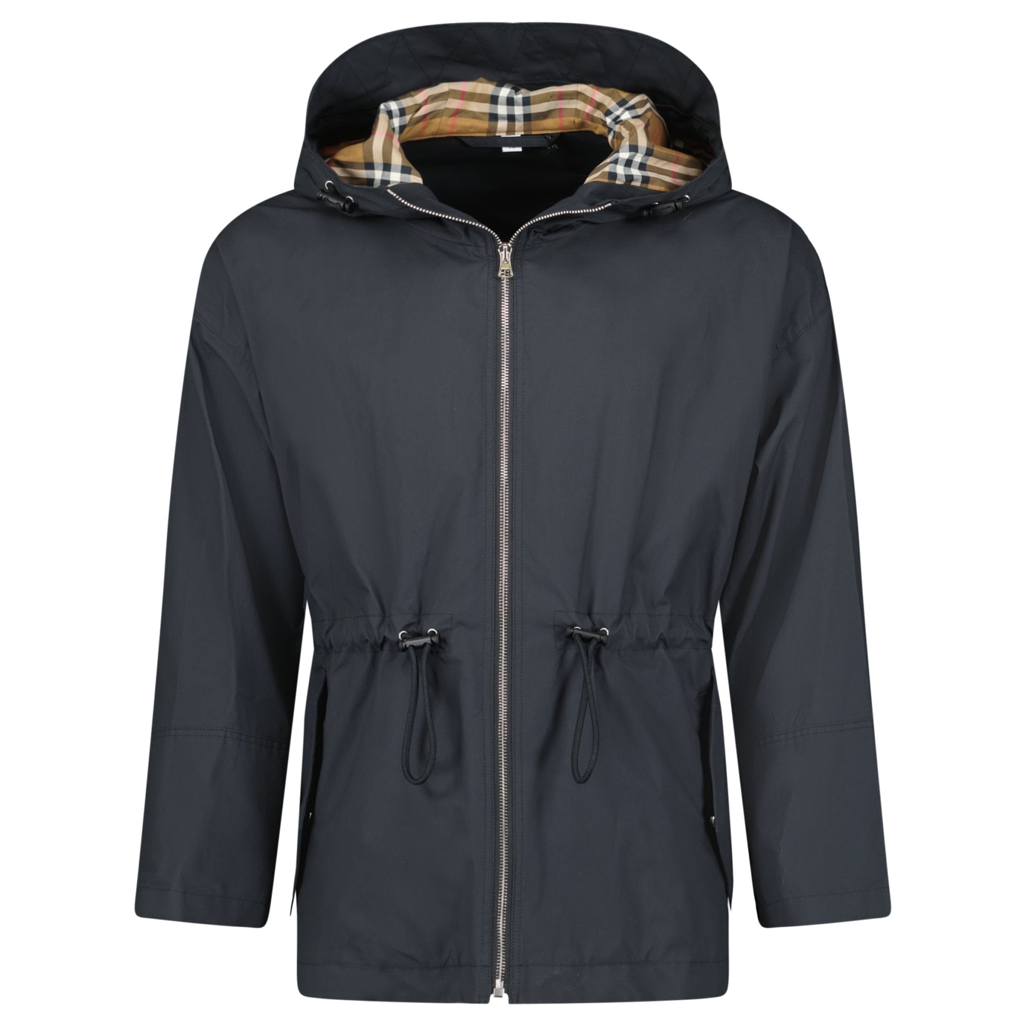 Burberry 'Birley' Check Hooded Rain Jacket Black Outlet Sale