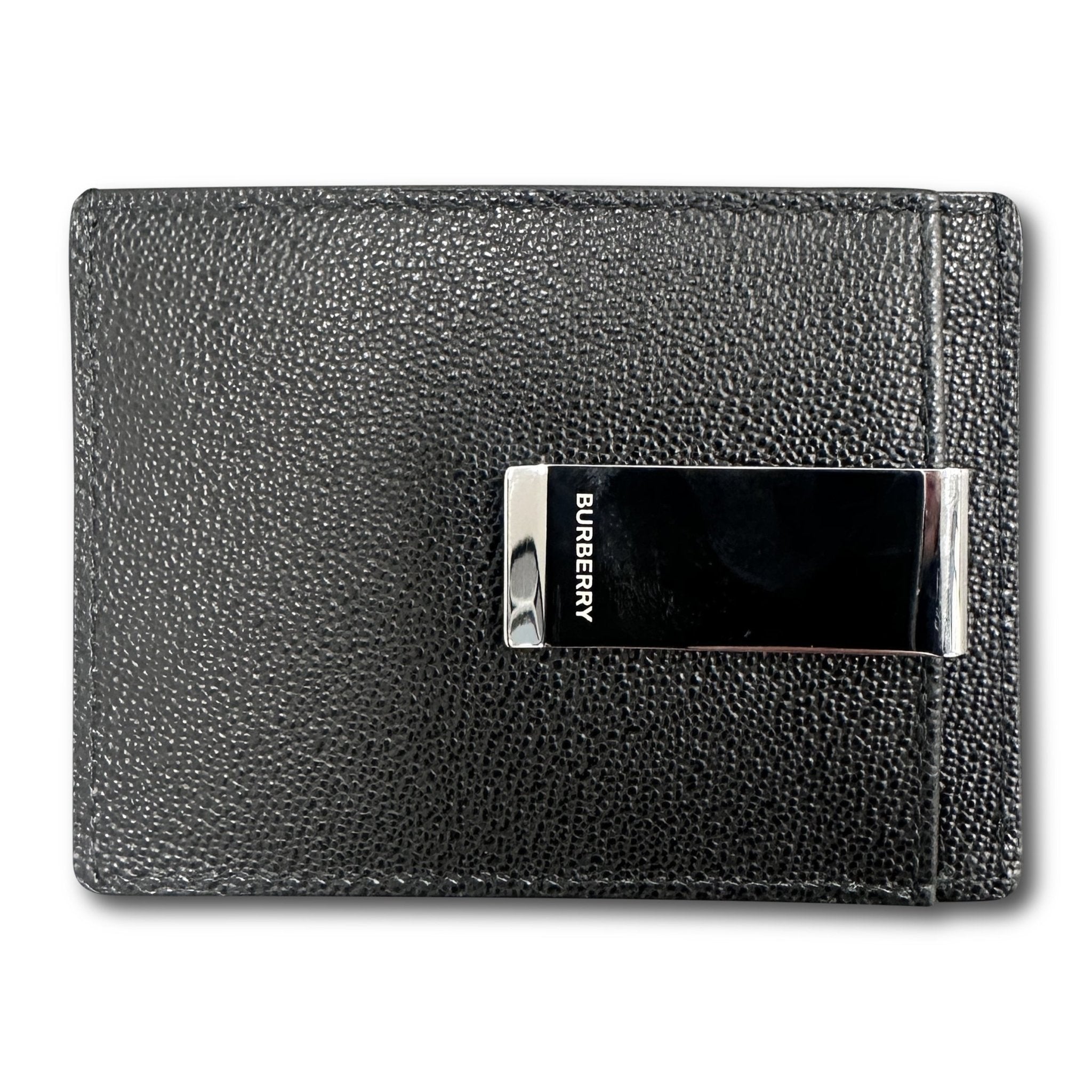 Burberry 'Chase' Leather Card Holder With Money Clip Black