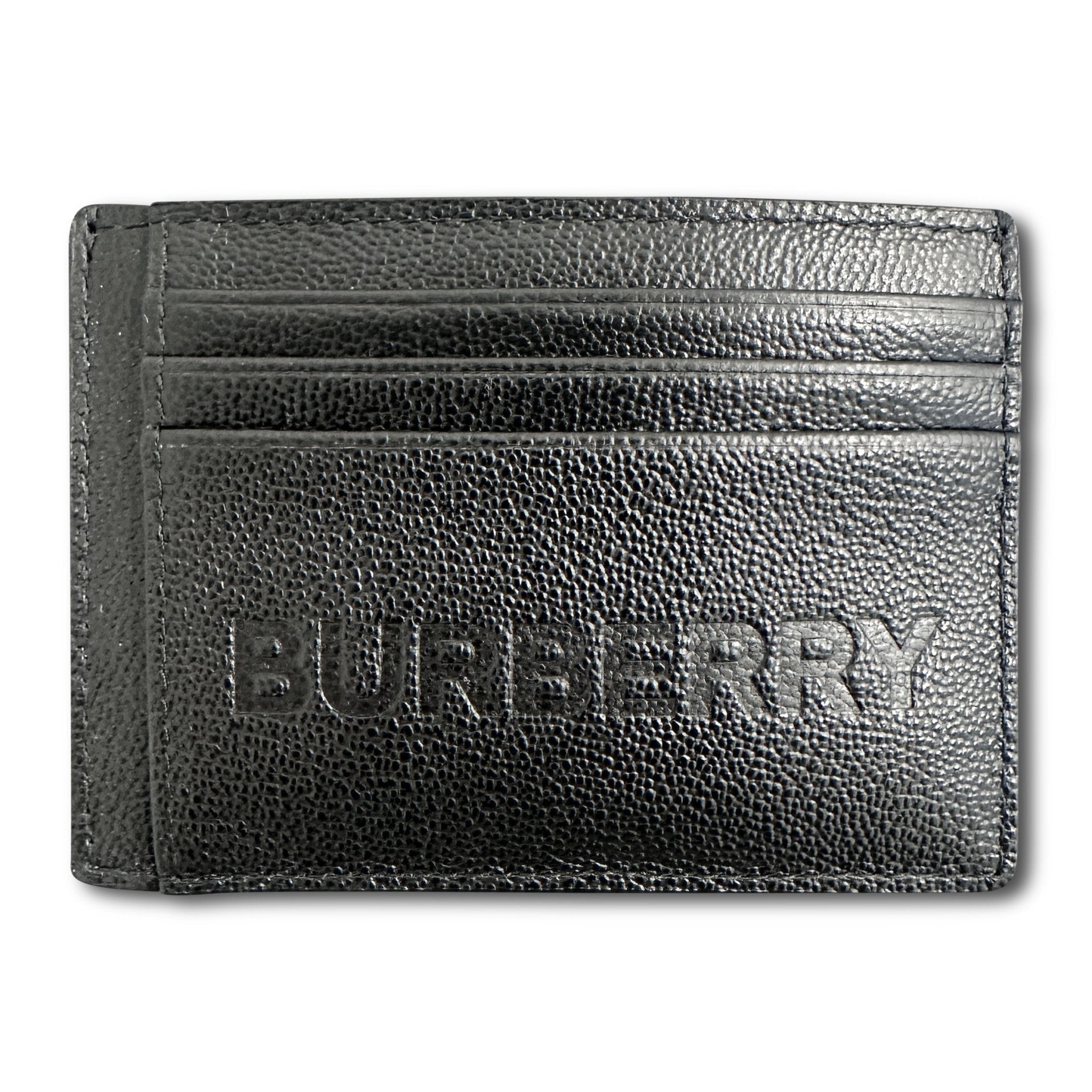 Burberry 'Chase' Leather Card Holder With Money Clip Black