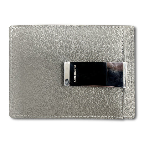 Burberry 'Chase' Leather Card Holder With Money Clip Grey - Boinclo - Outlet Sale Under Retail