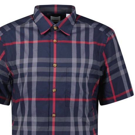 Burberry 'Claverdon' Check Short Sleeve Shirt in Navy & Red - Boinclo - Outlet Sale Under Retail
