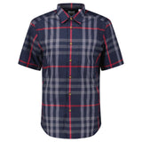 Burberry 'Claverdon' Check Short Sleeve Shirt in Navy & Red - Boinclo - Outlet Sale Under Retail