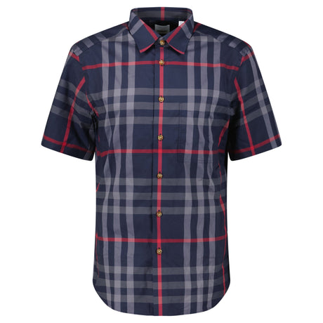 Burberry 'Claverdon' Check Short Sleeve Shirt in Navy & Red - Boinclo - Outlet Sale Under Retail