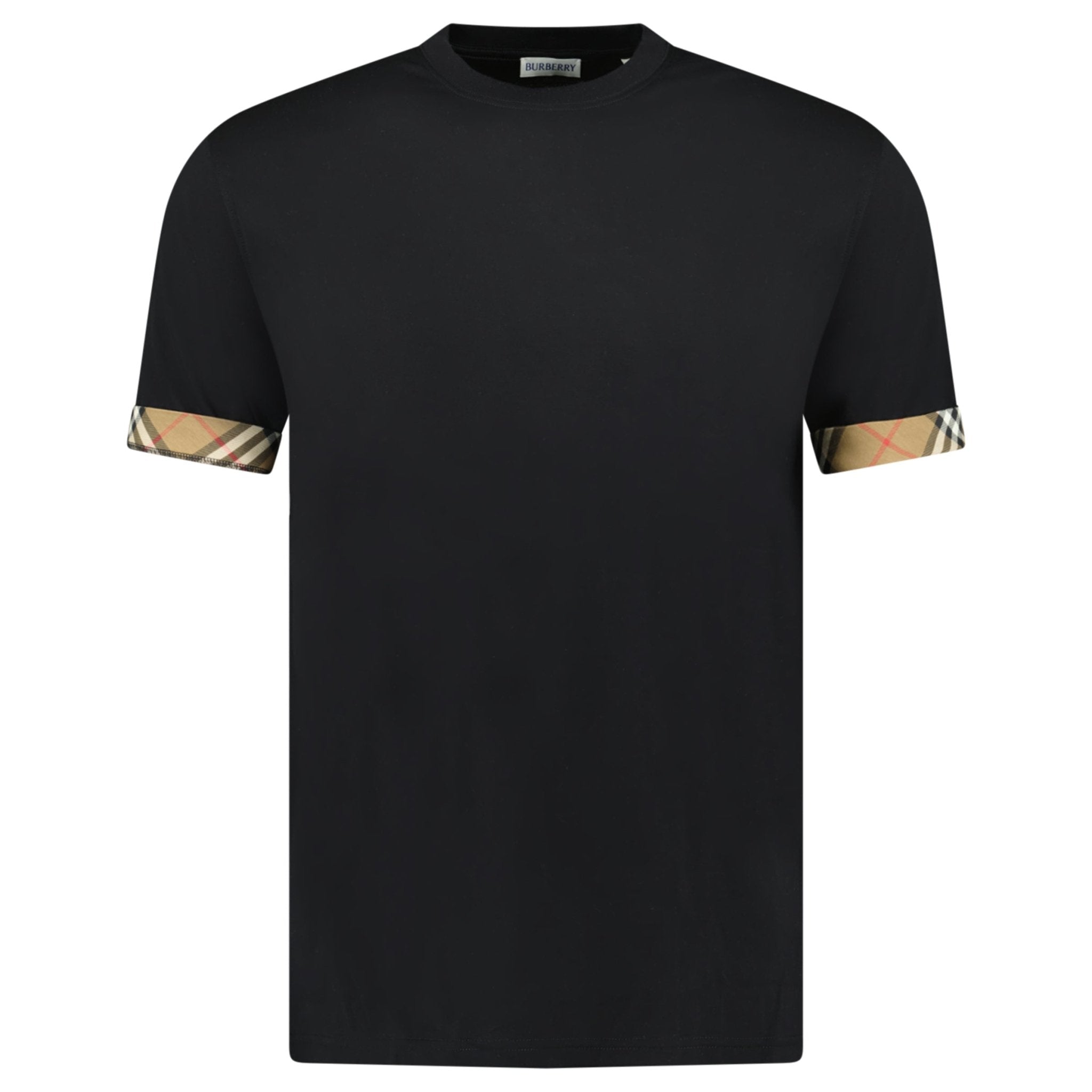 Color variation of Burberry 'Ellison' Organic Cotton Check Sleeve Black