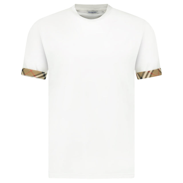 Burberry 'Ellison' Organic Cotton Check Sleeve White - Boinclo - Outlet Sale Under Retail