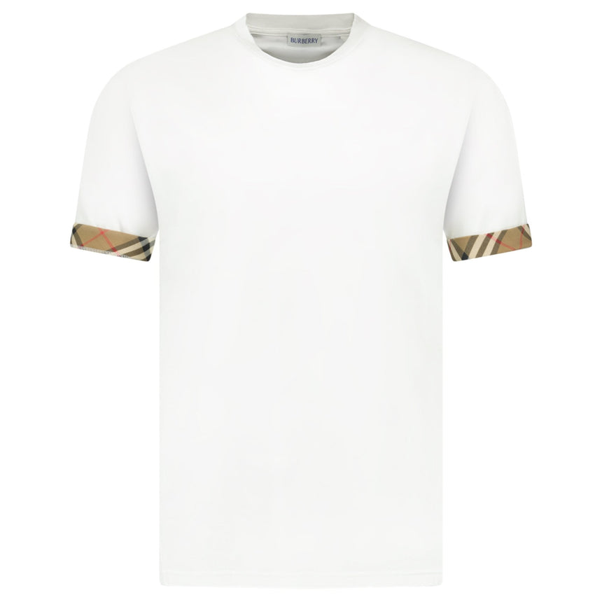 Burberry 'Ellison' Organic Cotton Check Sleeve White - Boinclo - Outlet Sale Under Retail
