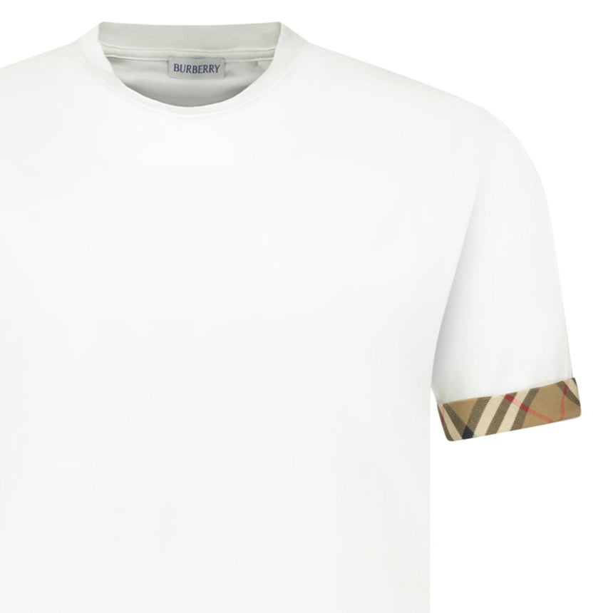 Burberry 'Ellison' Organic Cotton Check Sleeve White - Boinclo - Outlet Sale Under Retail