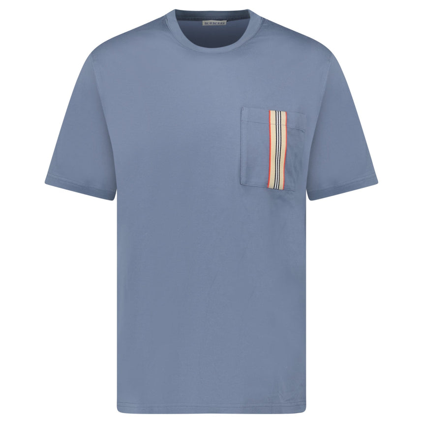 Burberry 'Ellison' Stripe Embroidery T-Shirt Carbon Blue - Boinclo - Outlet Sale Under Retail