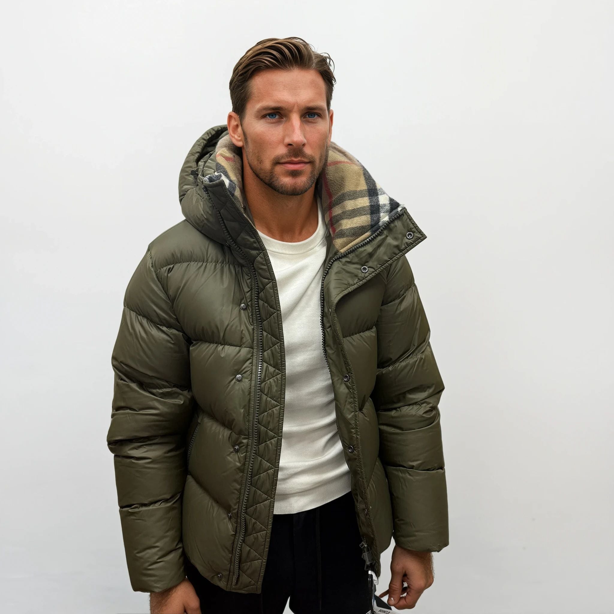 Burberry Halsby Down Puffer Jacket Khaki Green - Outlet Sale