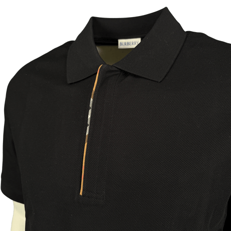 Burberry 'Hartford' Check Placket Zip Polo Black - Boinclo - Outlet Sale Under Retail