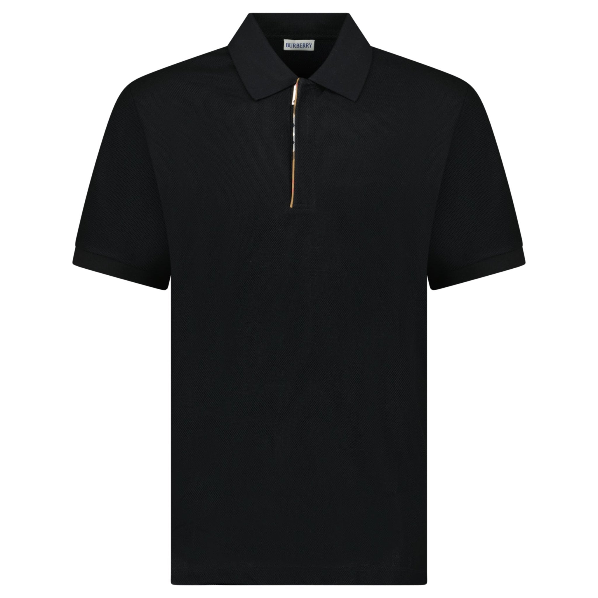 Burberry Burberry 'Hartford' Check Placket Zip Polo Black - Outlet