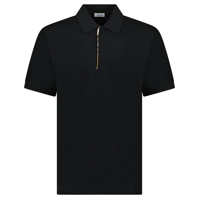 Burberry 'Hartford' Check Placket Zip Polo Black - Boinclo - Outlet Sale Under Retail