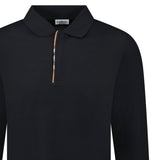 Burberry 'Hartford' Long Sleeve Check Placket Zip Polo Black - Boinclo - Outlet Sale Under Retail