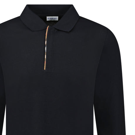 Burberry 'Hartford' Long Sleeve Check Placket Zip Polo Black - Boinclo - Outlet Sale Under Retail