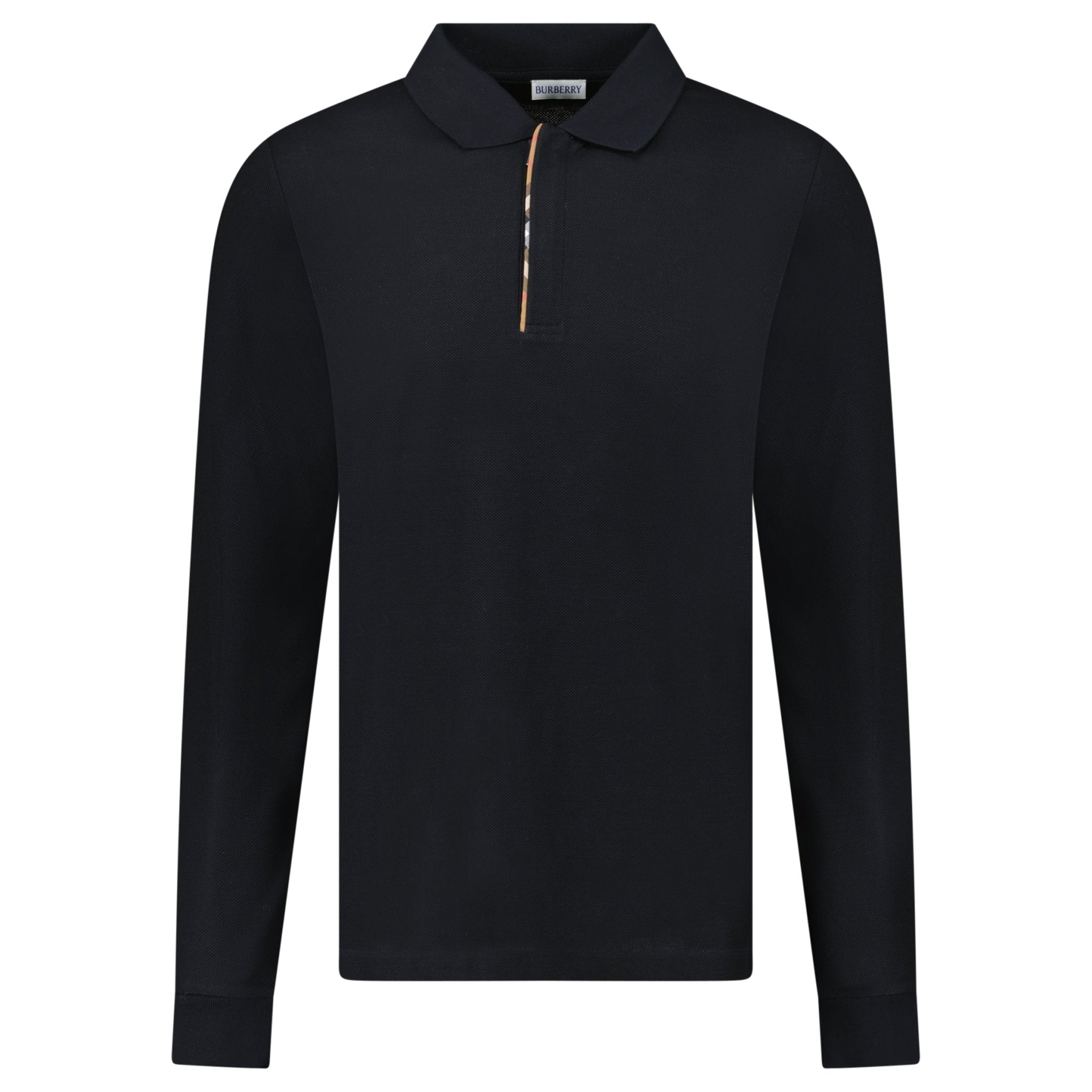 Color variation of Burberry 'Hartford' Long Sleeve Check Placket Zip Polo Black